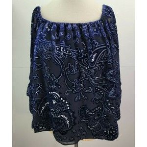 Parker Pyper Ultraviolet Burnout Velvet Off The Shoulder Top blouse size S